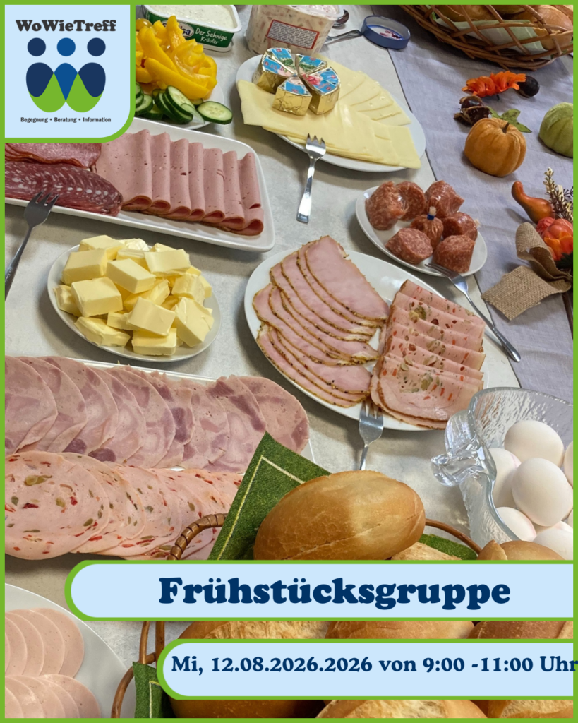 Am Mittwoch, 12.08.26 wollen wir wieder zusammen frühstücken. Gemütlich an einen gedeckten Frühstückstisch sitzen und langsam in den Tag starten. 
Wir freuen uns über Deine Anmeldung unter:05341/4093524
