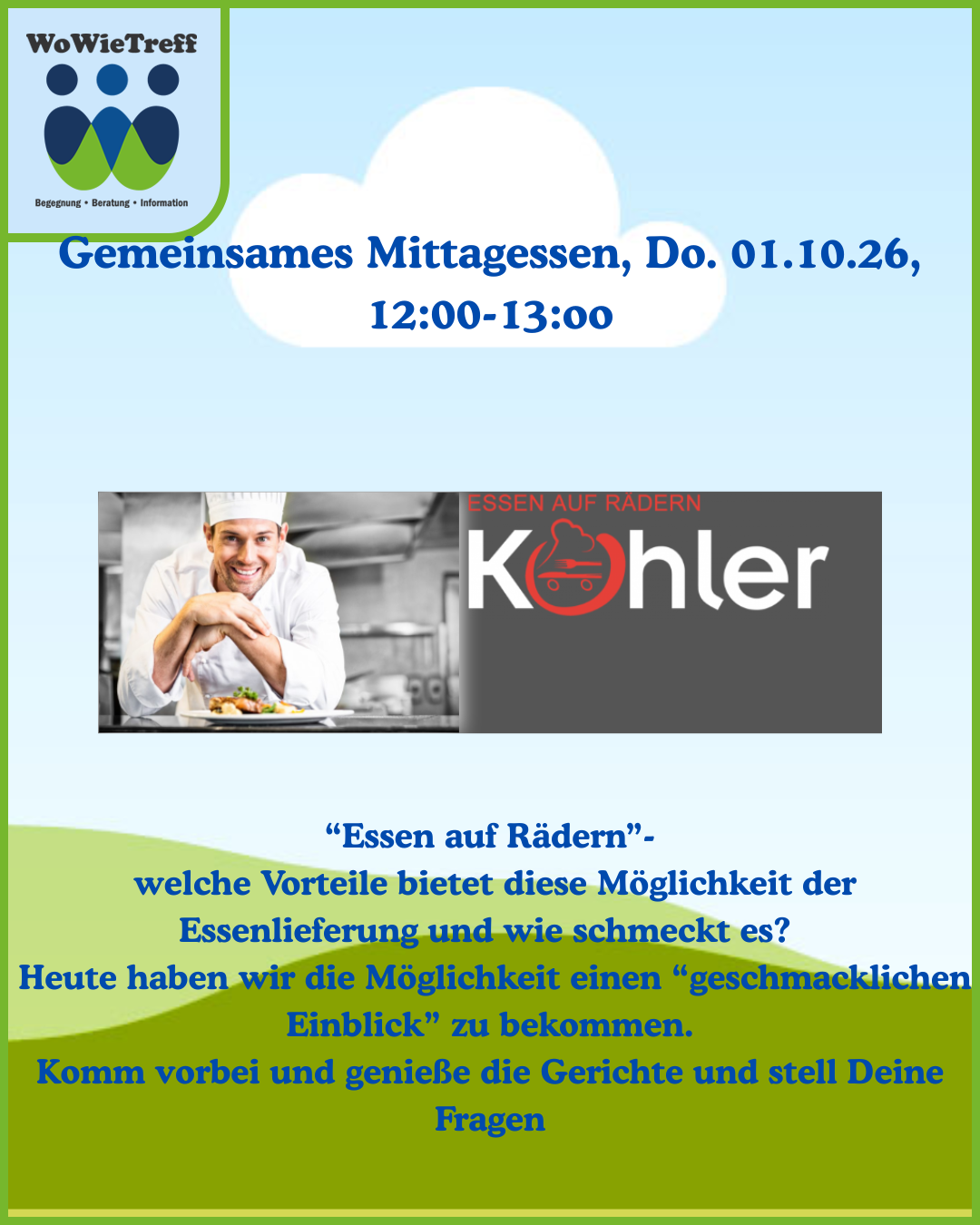 Gemeinsames Mittagessen am Mi. 01.10.26