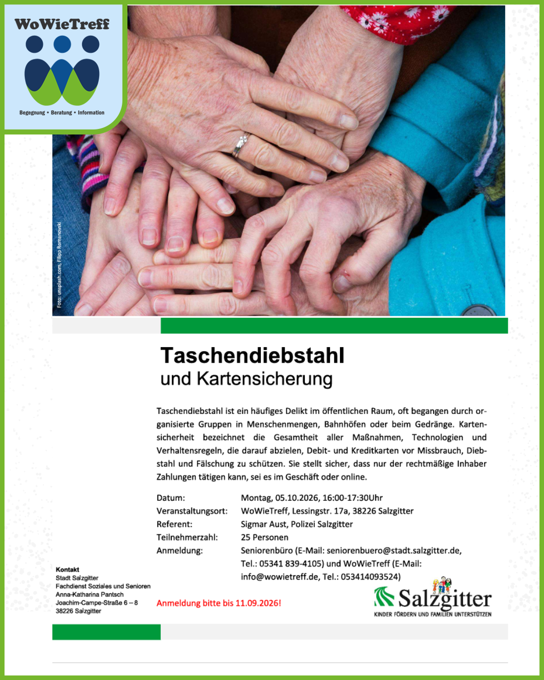 Vortag am 05.10.26: „Wie schütze ich vor einem Taschendiebstahl“